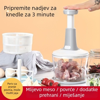 Ručni mljevač mesa i višenamjenski kuhinjski sjeckalica za povrće, tip pritiska, plastika za hranu