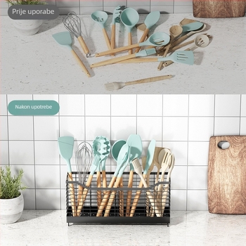 Guannian Pomični metalni kuhinjski organizator posuđa – višestruka upotreba, bez ugradnje, moderan minimalistički dizajn