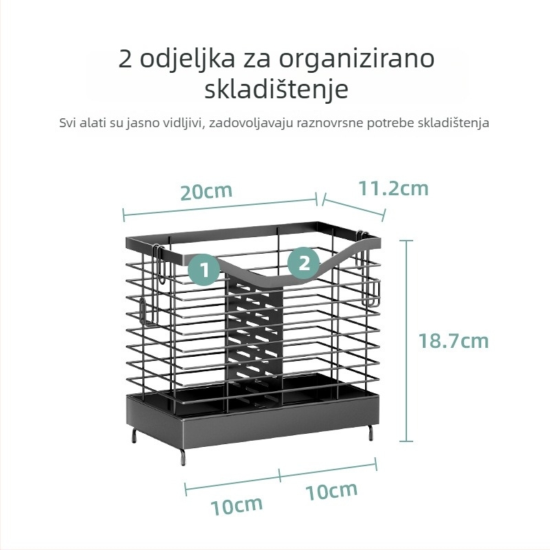 Guannian Pomični metalni kuhinjski organizator posuđa – višestruka upotreba, bez ugradnje, moderan minimalistički dizajn