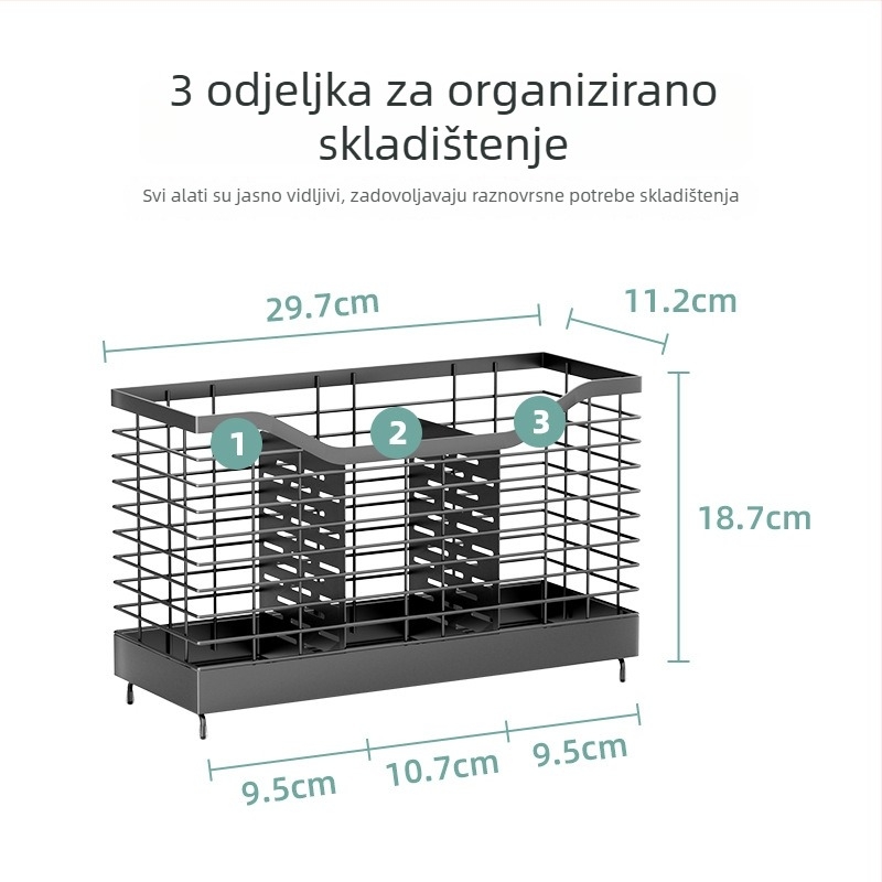 Guannian Pomični metalni kuhinjski organizator posuđa – višestruka upotreba, bez ugradnje, moderan minimalistički dizajn