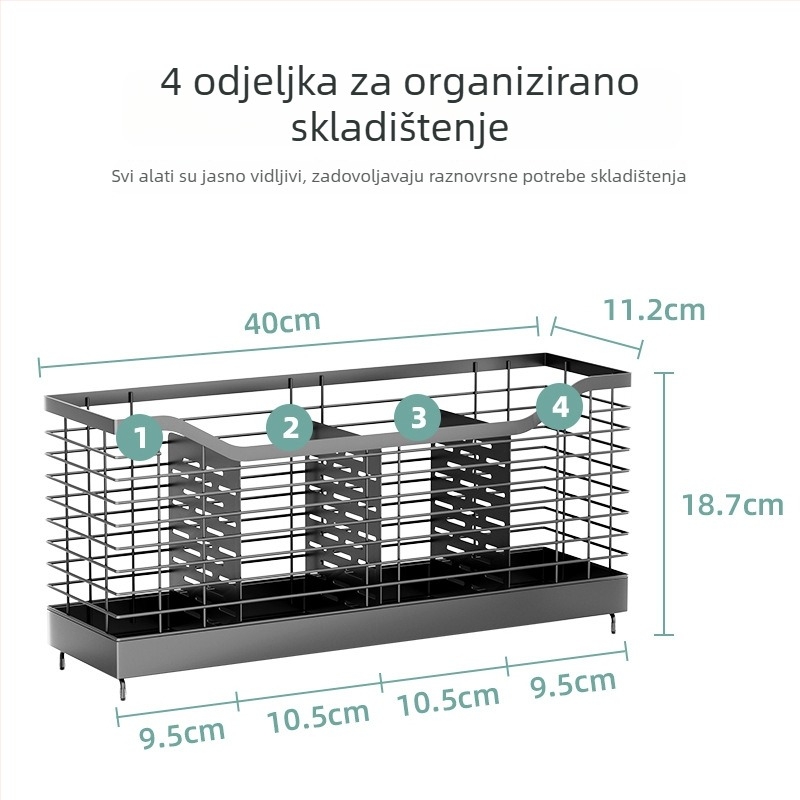 Guannian Pomični metalni kuhinjski organizator posuđa – višestruka upotreba, bez ugradnje, moderan minimalistički dizajn