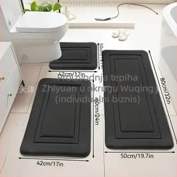 Set prostirki za kupaonicu od Coral Velvet, strojno tkanje, oblik trake, perivo, 3 komada