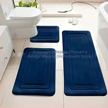 Set prostirki za kupaonicu od Coral Velvet, strojno tkanje, oblik trake, perivo, 3 komada