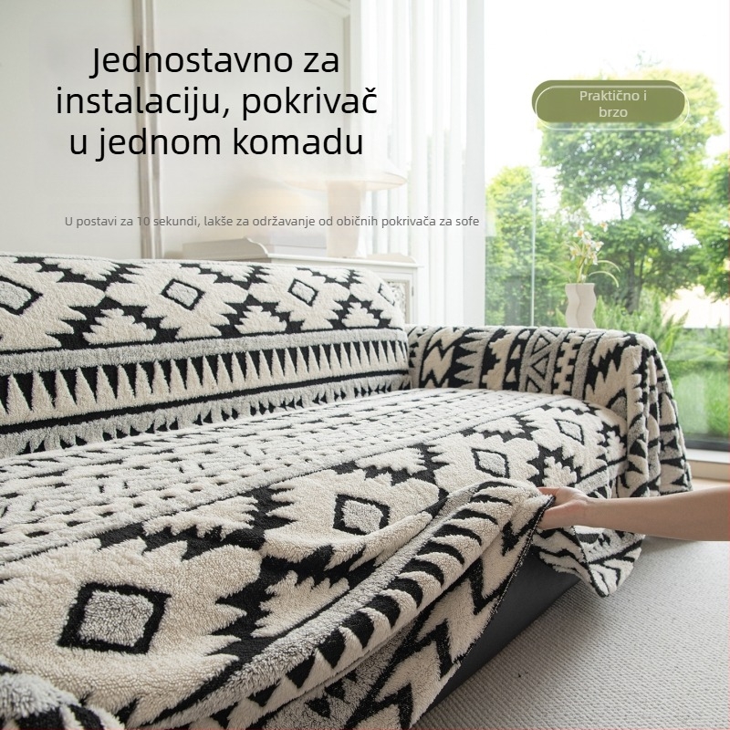 Presvlaka za kutnu kauč u američkom stilu, pliš materijal, karirani uzorak, prilagođena obrada