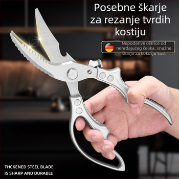 4MM teške kuhinjske škare za kosti peradi – Škare za kosti pilića, patke i guske, nehrđajući čelik, višenamjenske škare za rezanje kostiju – za ribu