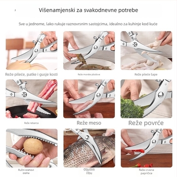 4MM teške kuhinjske škare za kosti peradi – Škare za kosti pilića, patke i guske, nehrđajući čelik, višenamjenske škare za rezanje kostiju – za ribu