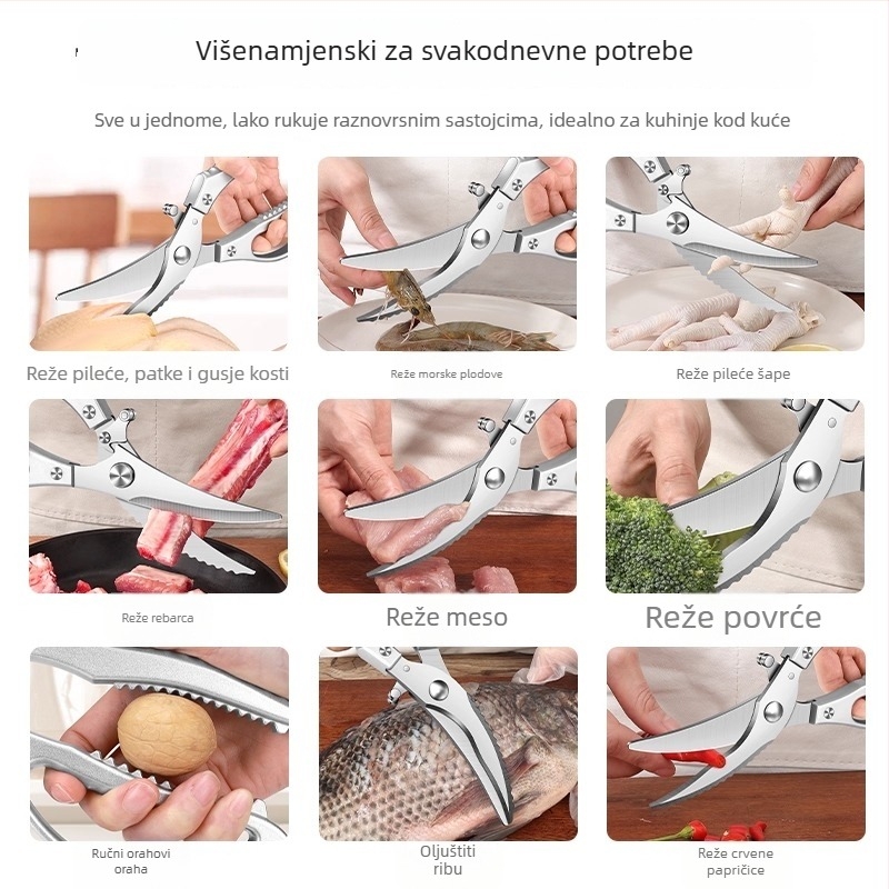 4MM teške kuhinjske škare za kosti peradi – Škare za kosti pilića, patke i guske, nehrđajući čelik, višenamjenske škare za rezanje kostiju – za ribu