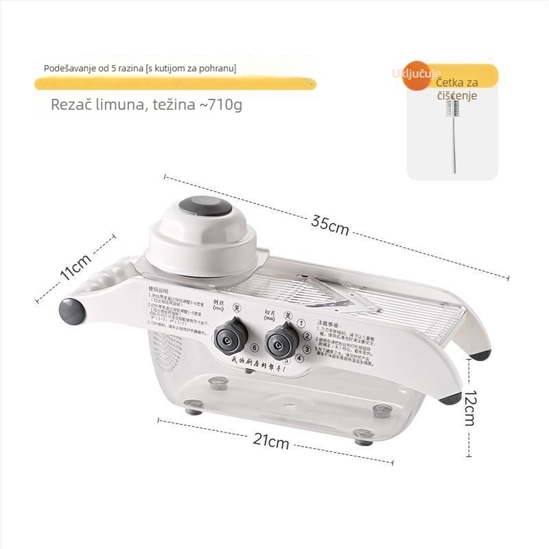 Višestruki rezac za povrće za kućnu upotrebu s automatskom funkcijom, podesivom debljinom krumpira, rezač limuna i rezač voća; plastični kuhinjski alat
