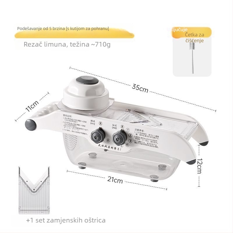 Višestruki rezac za povrće za kućnu upotrebu s automatskom funkcijom, podesivom debljinom krumpira, rezač limuna i rezač voća; plastični kuhinjski alat
