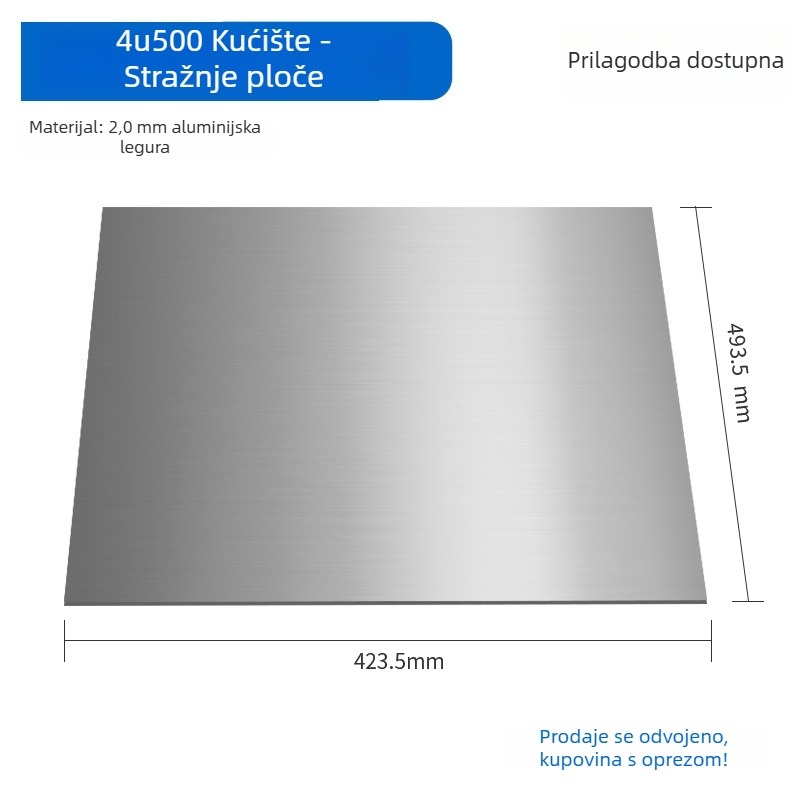Serverski panel kućišta – aluminij, MicroATX kompatibilan, USB 2.0 prednji, težina 1 kg, veličina 430 mm