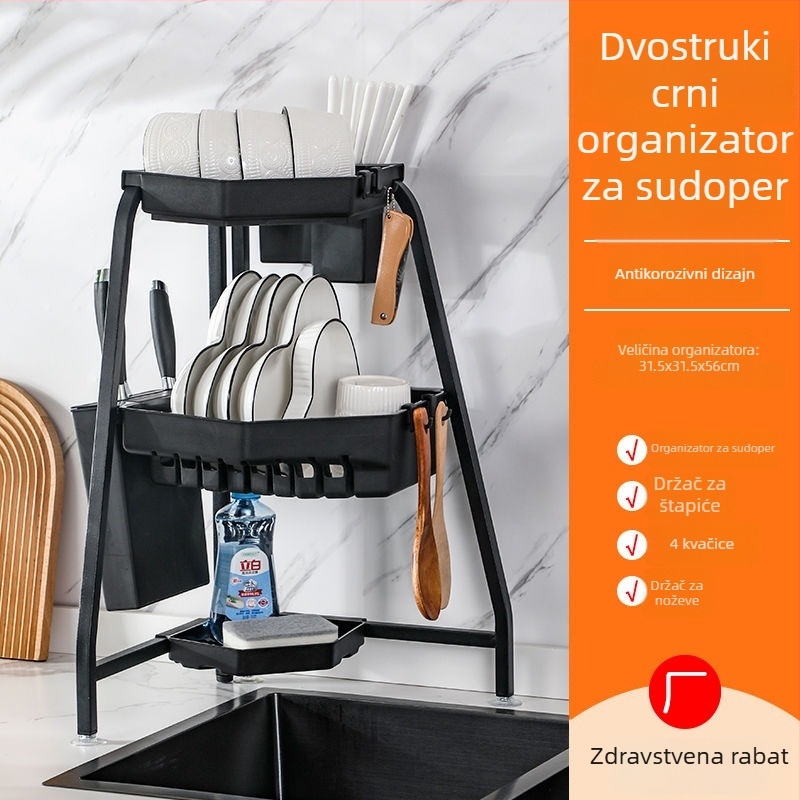 Ugaoni sklopivi trokutasti stalak za sudoperu – višestruko funkcionalan, od ugljičnog čelika