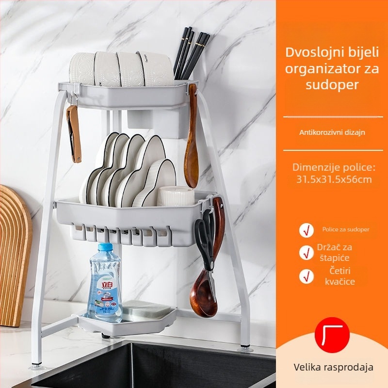 Ugaoni sklopivi trokutasti stalak za sudoperu – višestruko funkcionalan, od ugljičnog čelika