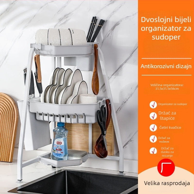 Ugaoni sklopivi trokutasti stalak za sudoperu – višestruko funkcionalan, od ugljičnog čelika