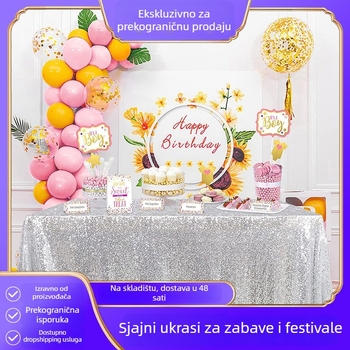 Izšivani pozadinski platneni set za vjenčanu dekoraciju – poliester, polusjena (40–70%), pogodna za dnevnu sobu, spavaću sobu i poslovne prostore