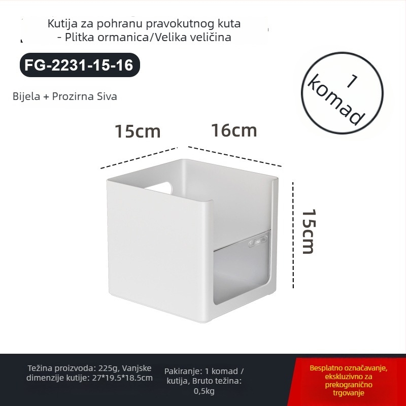 Sun Xiaomei Organizator kuhinjskog ormarića s pravokutnim dizajnom, mogućnost slaganja, 12L, ABS+PS, FG-2231