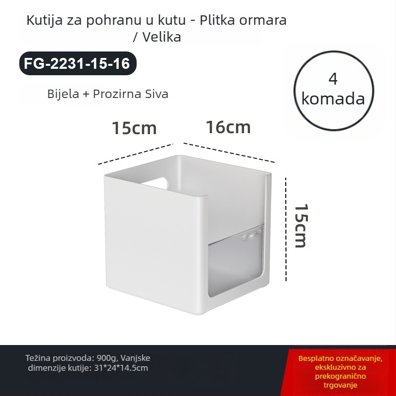 Sun Xiaomei Organizator kuhinjskog ormarića s pravokutnim dizajnom, mogućnost slaganja, 12L, ABS+PS, FG-2231