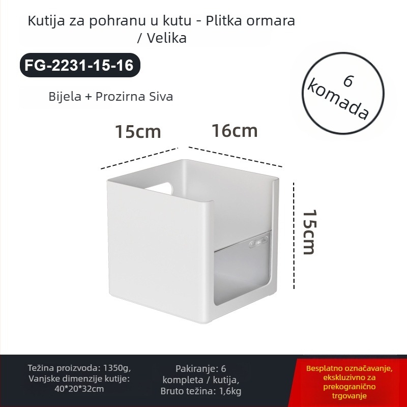 Sun Xiaomei Organizator kuhinjskog ormarića s pravokutnim dizajnom, mogućnost slaganja, 12L, ABS+PS, FG-2231