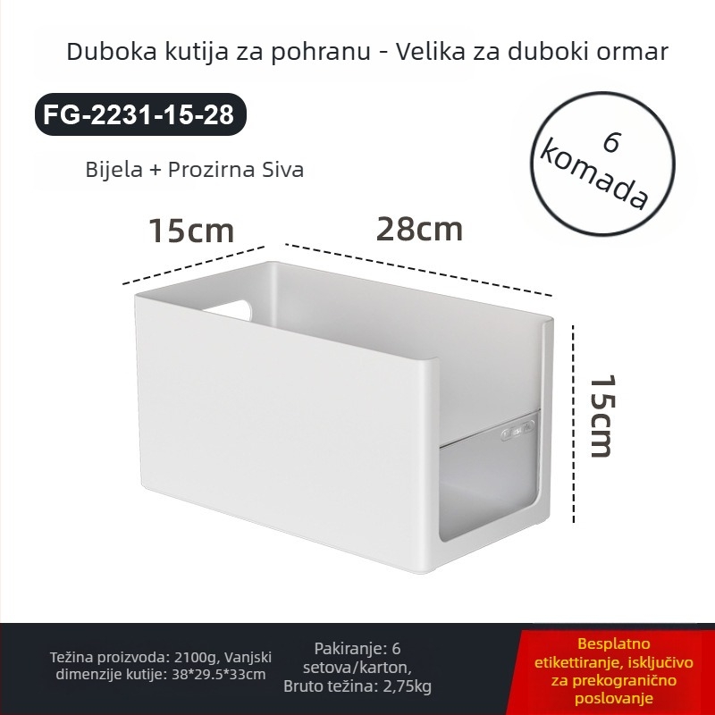 Sun Xiaomei Organizator kuhinjskog ormarića s pravokutnim dizajnom, mogućnost slaganja, 12L, ABS+PS, FG-2231