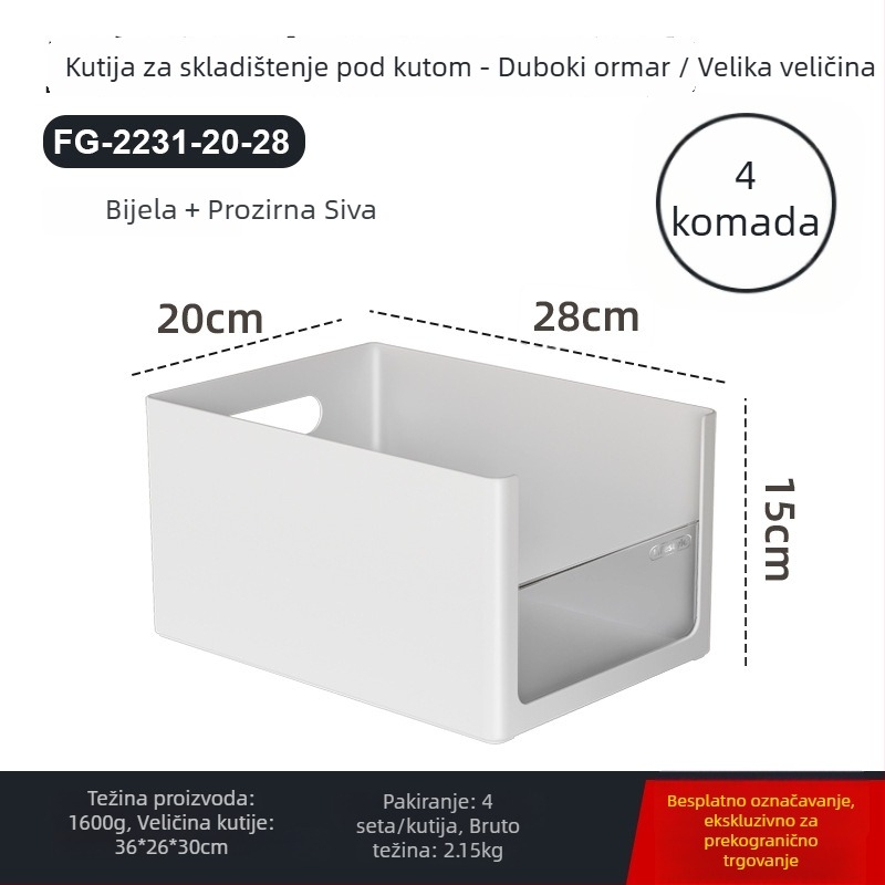 Sun Xiaomei Organizator kuhinjskog ormarića s pravokutnim dizajnom, mogućnost slaganja, 12L, ABS+PS, FG-2231