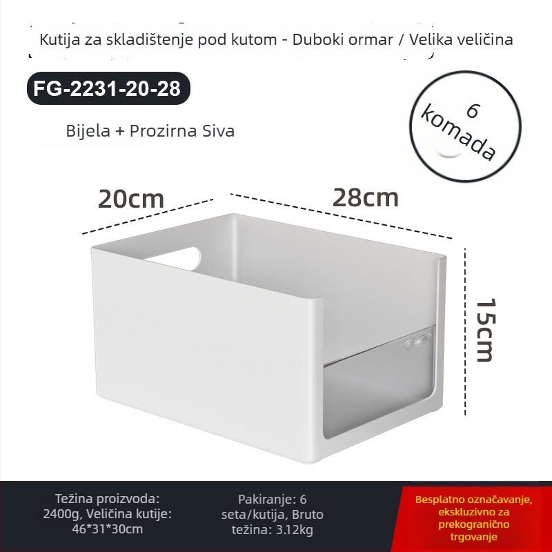 Sun Xiaomei Organizator kuhinjskog ormarića s pravokutnim dizajnom, mogućnost slaganja, 12L, ABS+PS, FG-2231