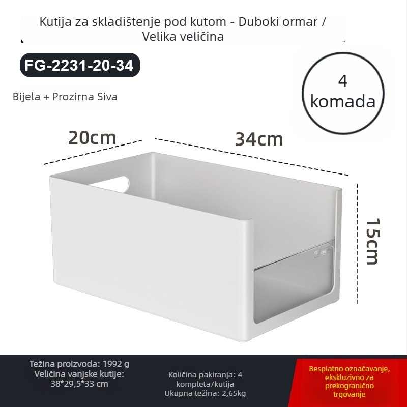 Sun Xiaomei Organizator kuhinjskog ormarića s pravokutnim dizajnom, mogućnost slaganja, 12L, ABS+PS, FG-2231