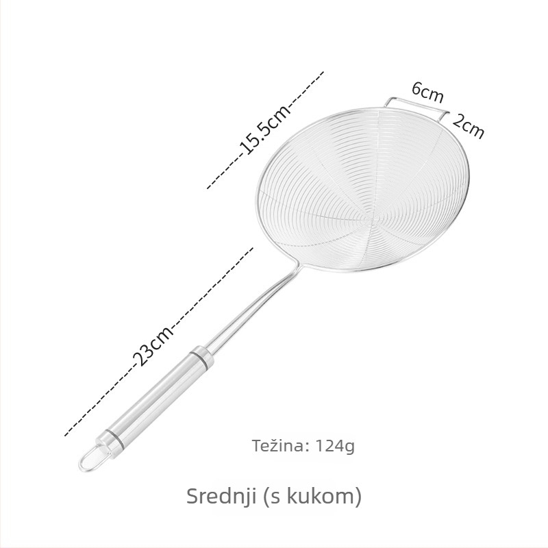 Pengxin 304 nehrđajući čelik kuhinjski alat za filtriranje i prženje — veliko cjedilo s mrežicom ulja i žlica za tjesteninu
