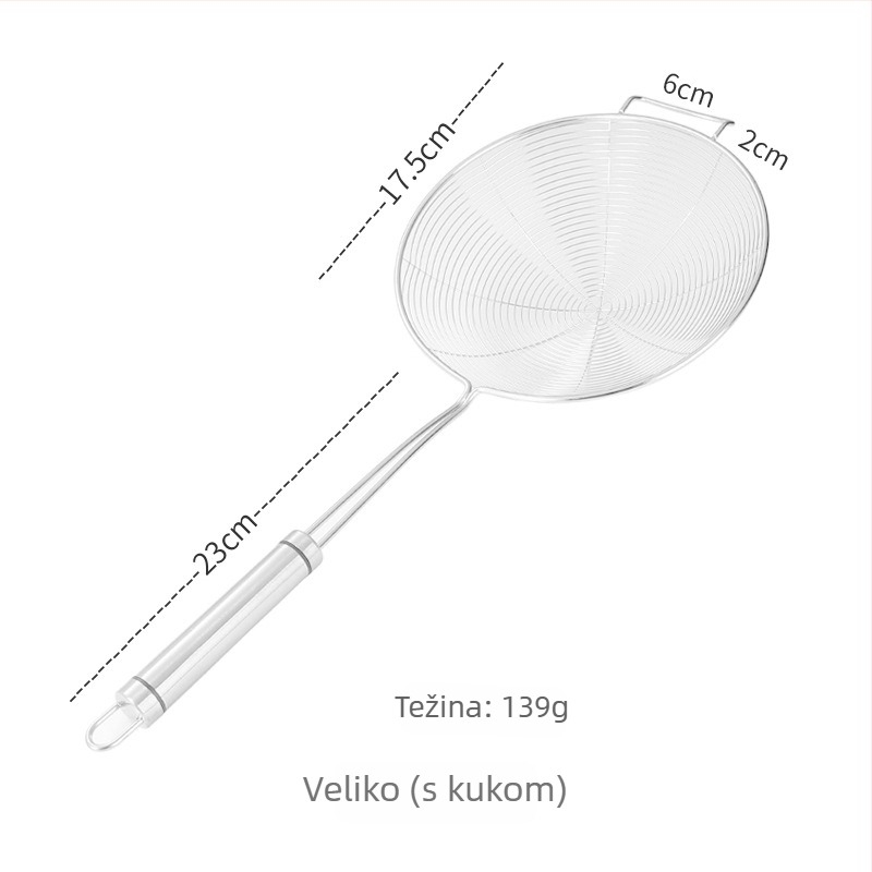 Pengxin 304 nehrđajući čelik kuhinjski alat za filtriranje i prženje — veliko cjedilo s mrežicom ulja i žlica za tjesteninu