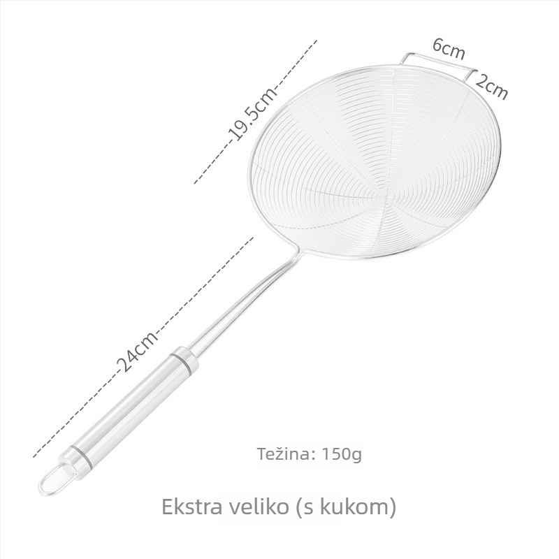 Pengxin 304 nehrđajući čelik kuhinjski alat za filtriranje i prženje — veliko cjedilo s mrežicom ulja i žlica za tjesteninu