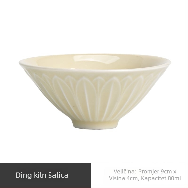 Set čajnih šalice od porculana Dehua, novi kineski stil, monohromna glazura, poklon kutija