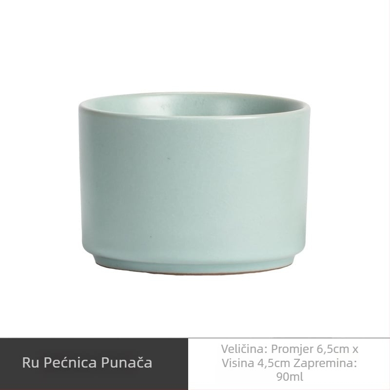 Set čajnih šalice od porculana Dehua, novi kineski stil, monohromna glazura, poklon kutija