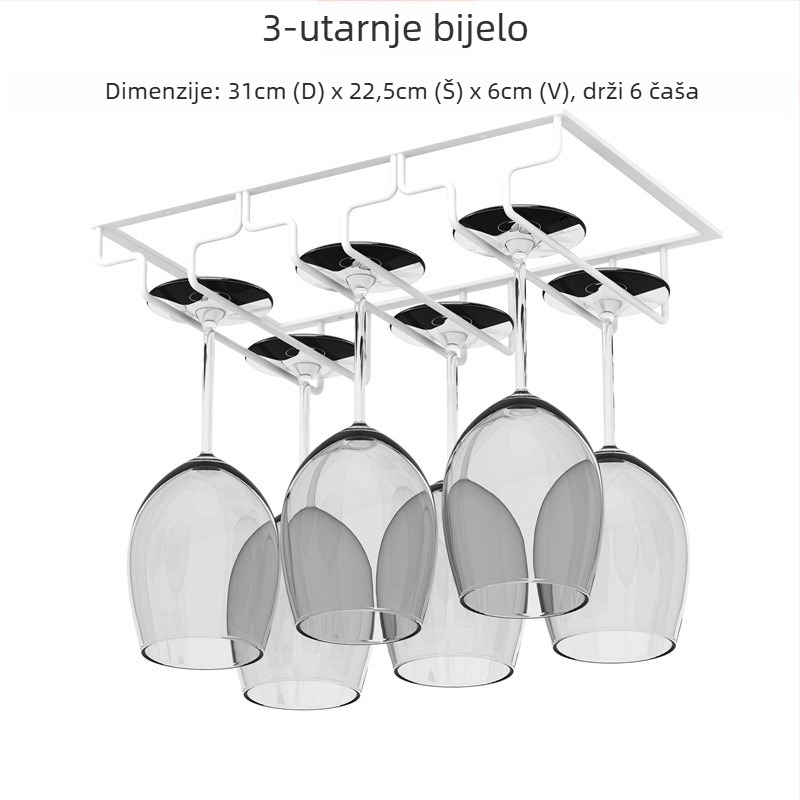 Invertirani zidni držač čaša za vino – željezna žica, suvremeni jednostavni stil