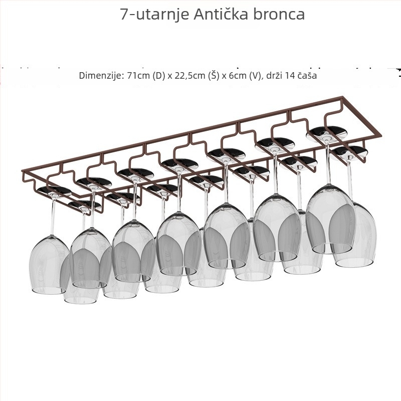 Invertirani zidni držač čaša za vino – željezna žica, suvremeni jednostavni stil