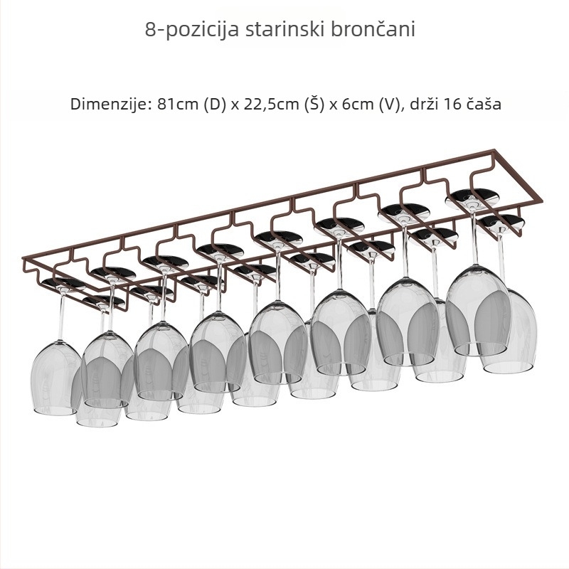 Invertirani zidni držač čaša za vino – željezna žica, suvremeni jednostavni stil