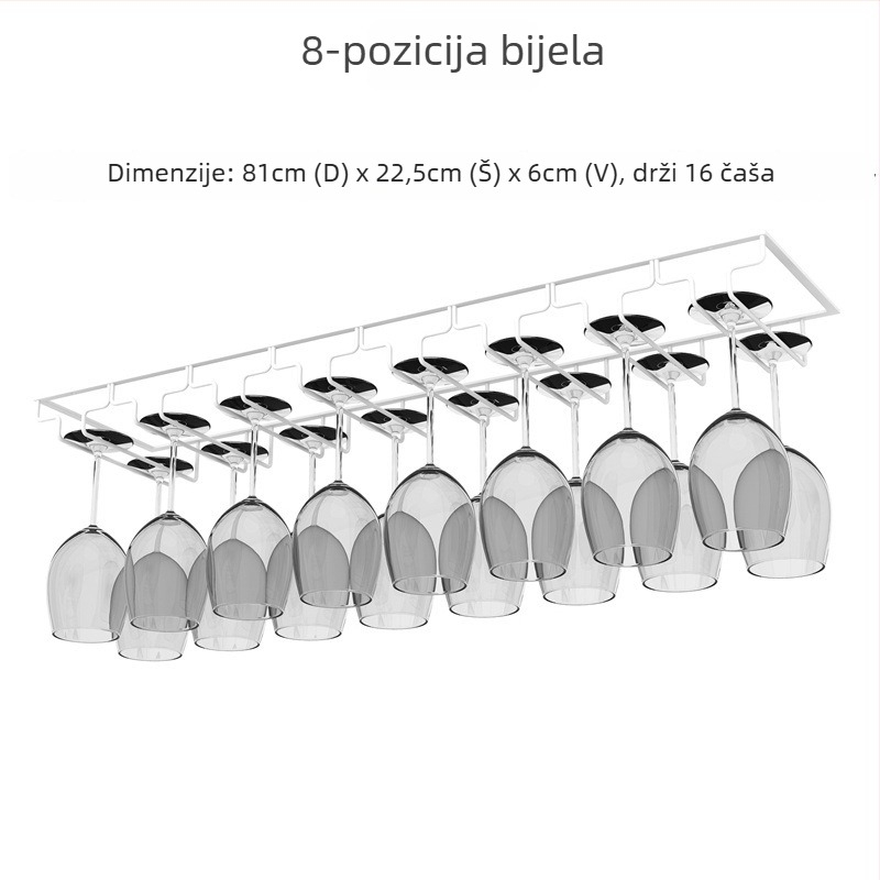 Invertirani zidni držač čaša za vino – željezna žica, suvremeni jednostavni stil