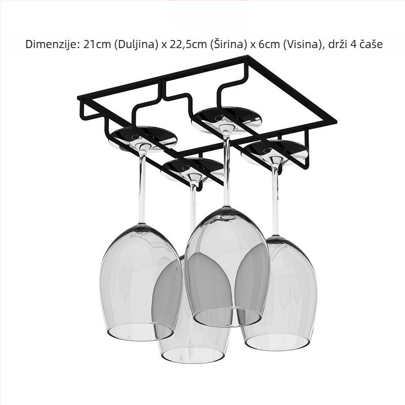 Invertirani zidni držač čaša za vino – željezna žica, suvremeni jednostavni stil