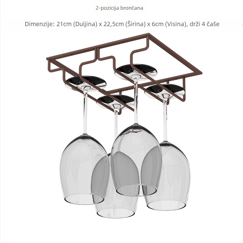 Invertirani zidni držač čaša za vino – željezna žica, suvremeni jednostavni stil