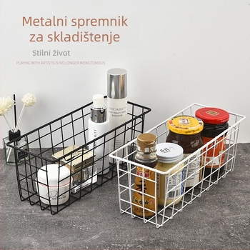 Kovana željezna košara za pohranu za stolno organiziranje, moderni minimalistički stil, materijal: željezna žica
