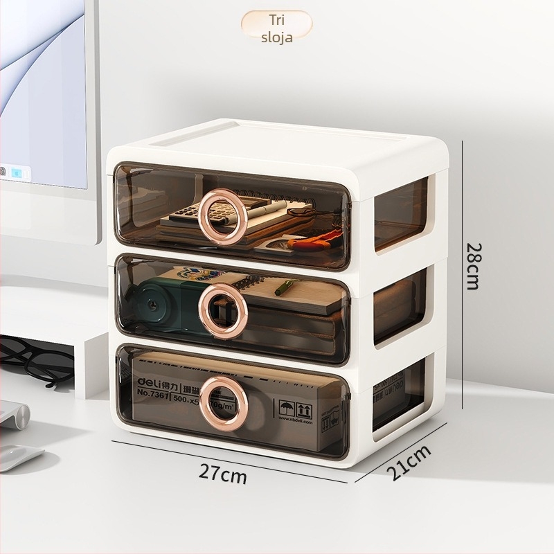 Kutija za pohranu kozmetike s prozirnim ladicama – plastični stolni organizator za šminku i njegu kože, Yunshina, Jieyang, 2023