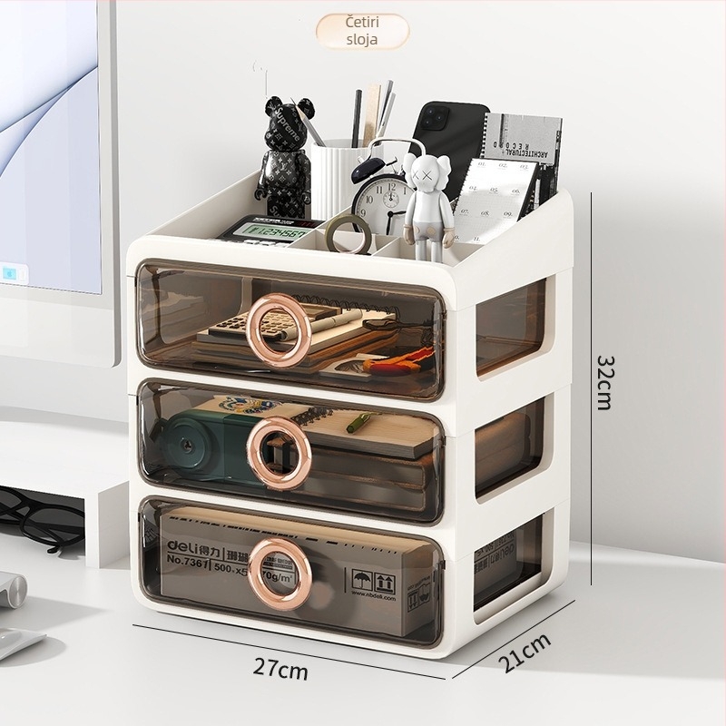 Kutija za pohranu kozmetike s prozirnim ladicama – plastični stolni organizator za šminku i njegu kože, Yunshina, Jieyang, 2023