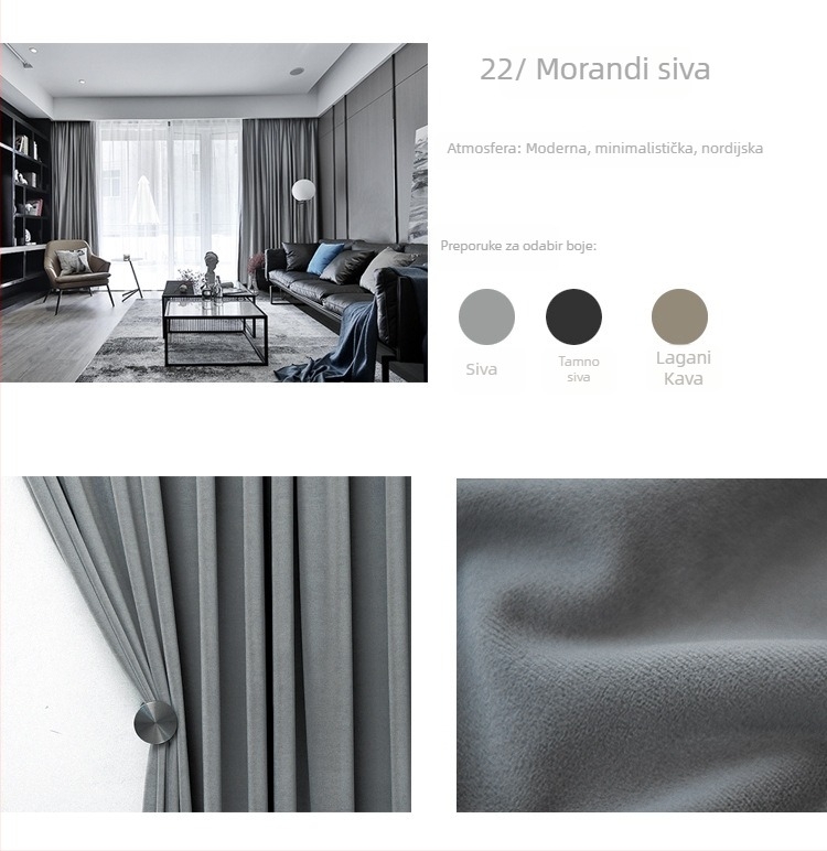 Velur zavjesa s čipkom za dnevni boravak, poliester, polovično sjenjenje 40-70%