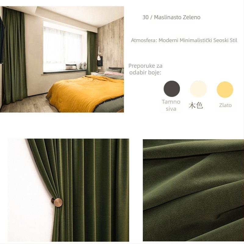 Velur zavjesa s čipkom za dnevni boravak, poliester, polovično sjenjenje 40-70%