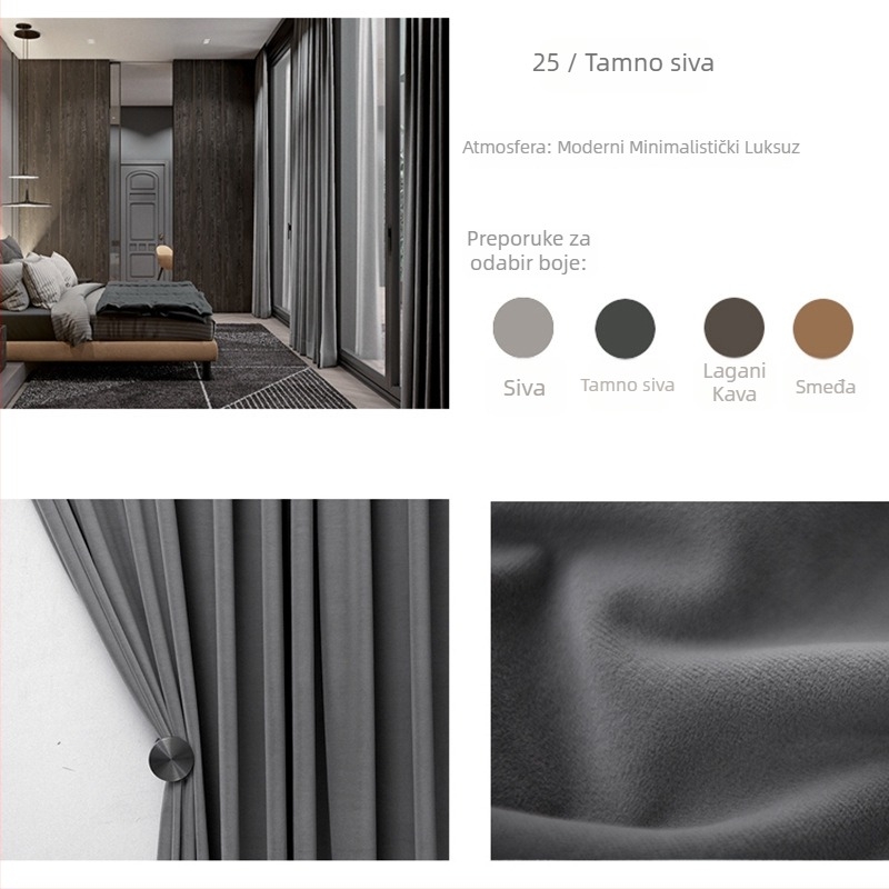 Velur zavjesa s čipkom za dnevni boravak, poliester, polovično sjenjenje 40-70%