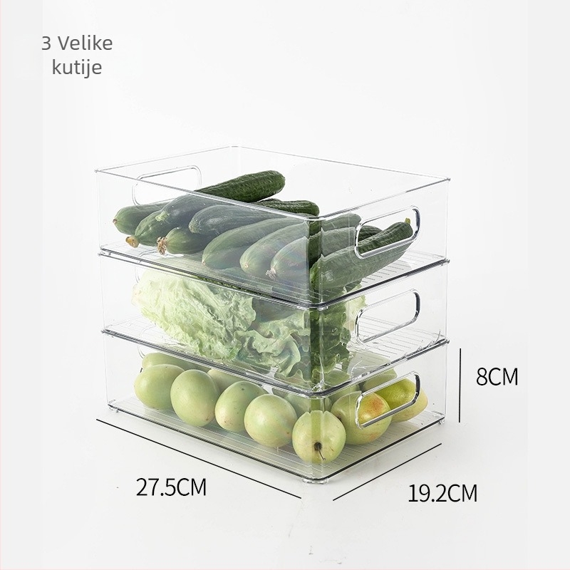 Kutija za skladištenje u hladnjaku za voće i povrće, plastika prehrambene klase, jednostavan stil, kuhinjski organizator