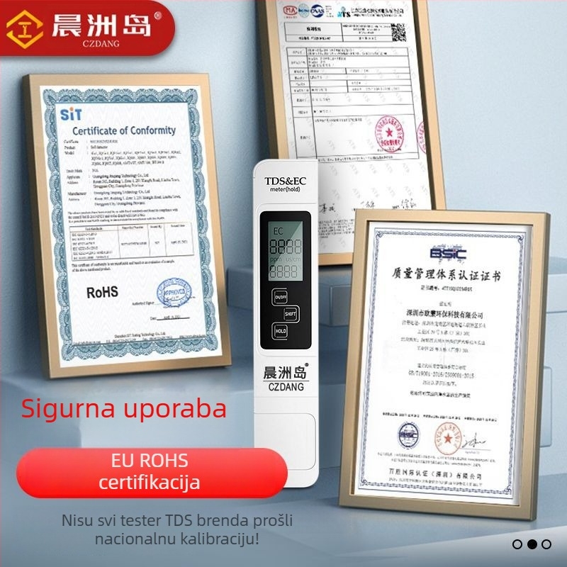 Prijenosni analizator kvalitete vode Morning Island A1 – pH, TDS 0–9999 ppm, provodnost 0–9999 µS/cm, točnost 2% F.S.