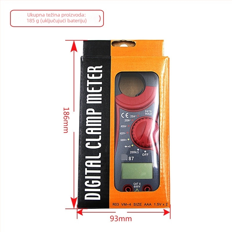 Digitalni kleštni multimetar mjeri napon, struju, otpor i kontinuitet sa zvučnim signalom; marka QST EXPRESS; licencirana privatna marka.