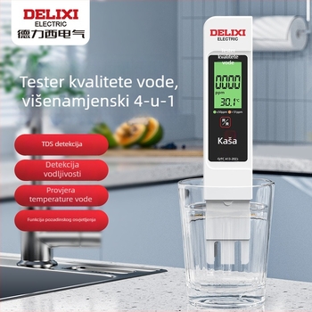 Delixi DLX-GM766 Prijenosni analitičar kvalitete vode – TDS mjerač za vodu iz slavine i pitku vodu, raspon mjerenja 0-9990 ppm, točnost ±2% FS, napajanje 3V