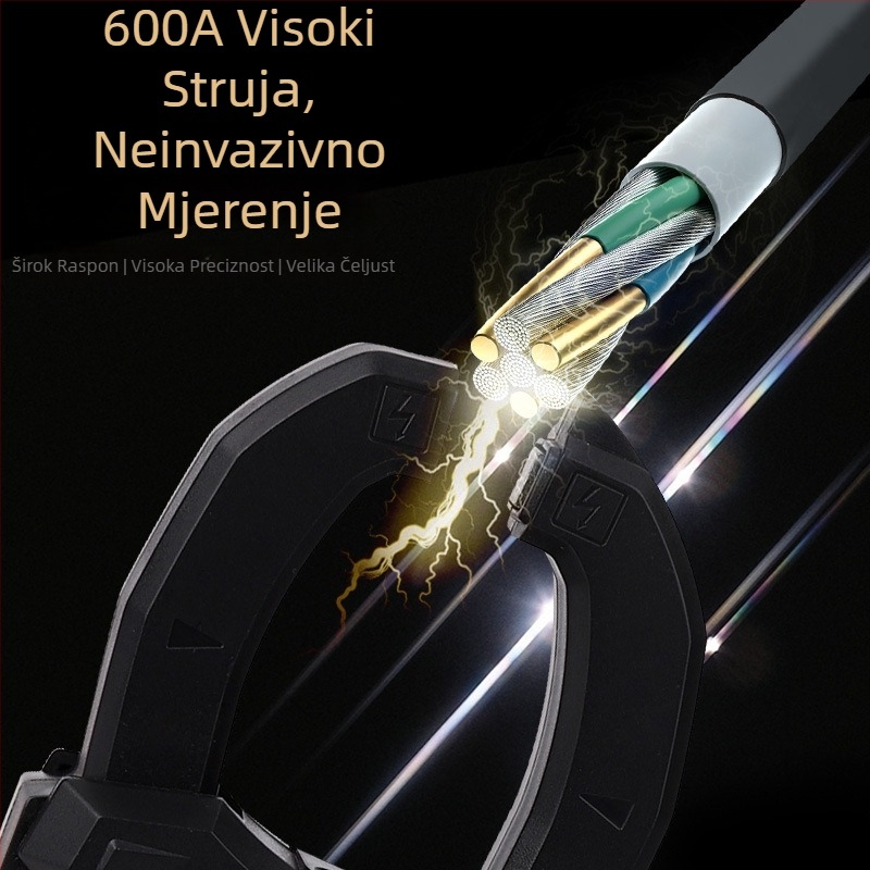 Digitalni kleštni mjerač, višenamjenski multimetar, raspon 600A, zaslon 1999