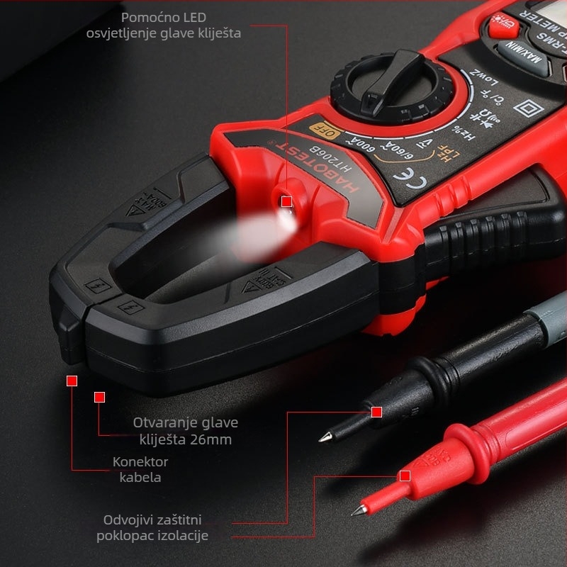 HABOTEST HT206B 600A AC klemni ampermetar, digitalni zaslon, visoka preciznost