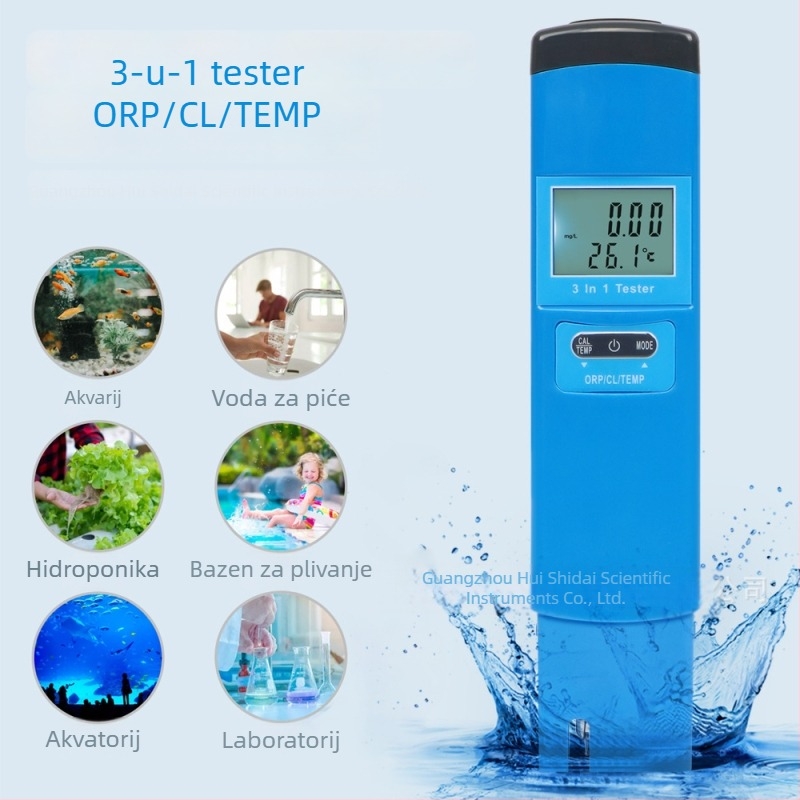 Tester kvalitete vode – ORP, klor i temperatura (tri u jedan) za akvarije, bazene i vodu iz slavine