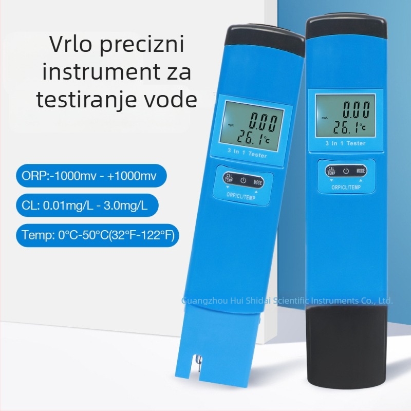 Tester kvalitete vode – ORP, klor i temperatura (tri u jedan) za akvarije, bazene i vodu iz slavine